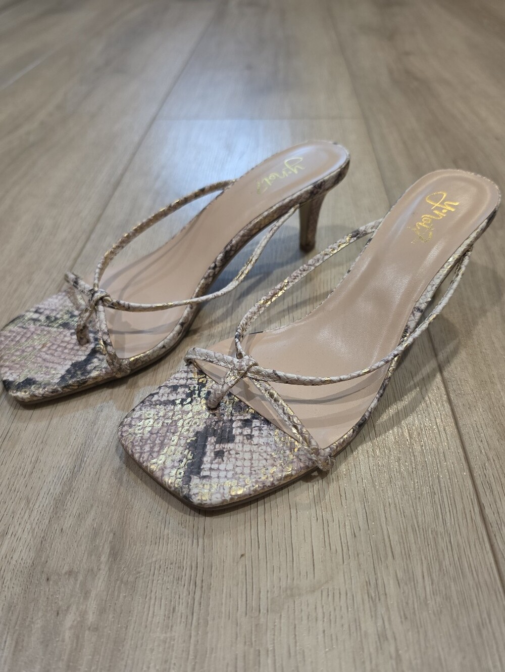 Y Not? Snake Print Strappy Heels Size 7.5